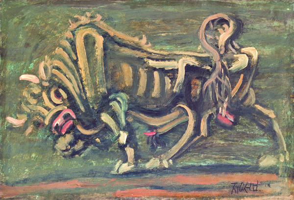 이중섭, 황소, 1953, 종이에 에나멜과 유채, 35.5x52cm.jpg