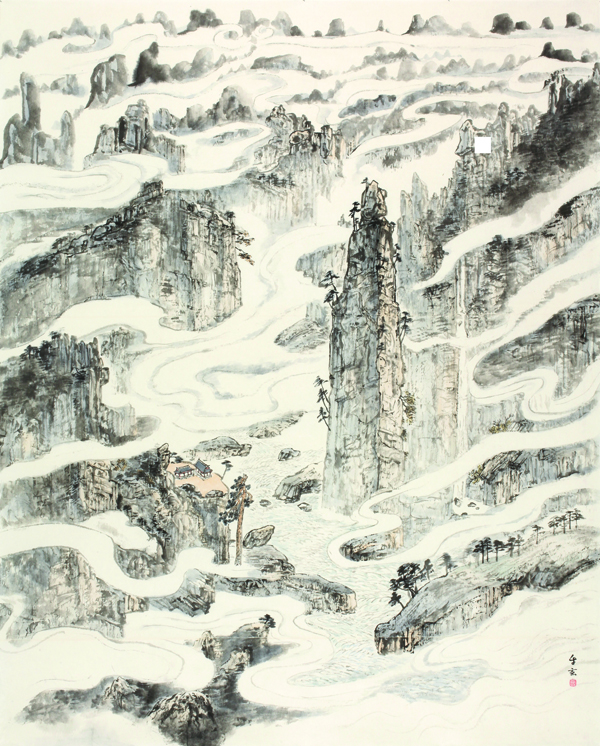 만학천봉(萬壑千峰), 2014,   한지에 수묵담채, 162x130cm.jpg